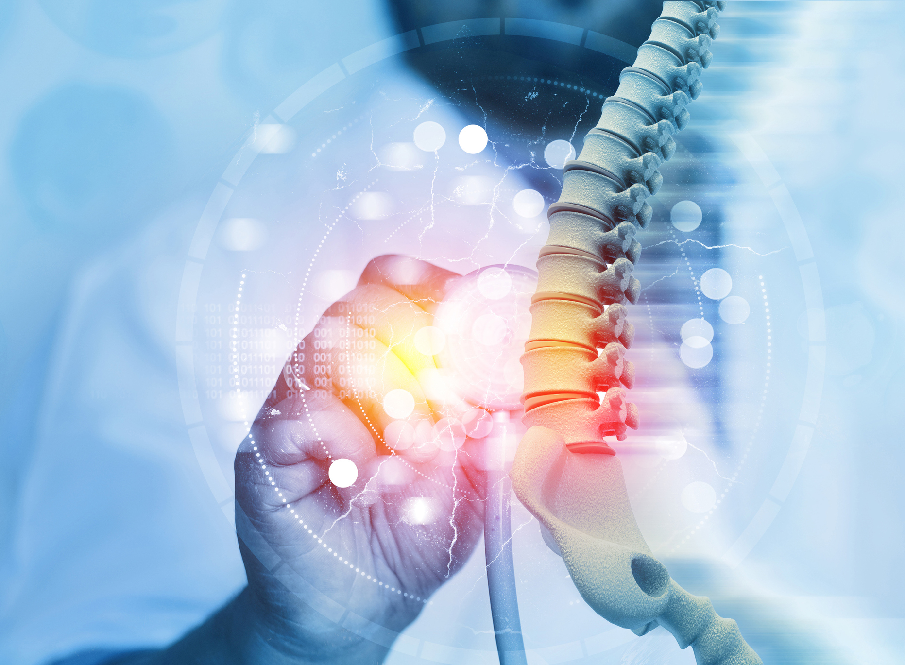 Doctor check and diagnose the human spine on blurred background Spine Surgery in Orange County